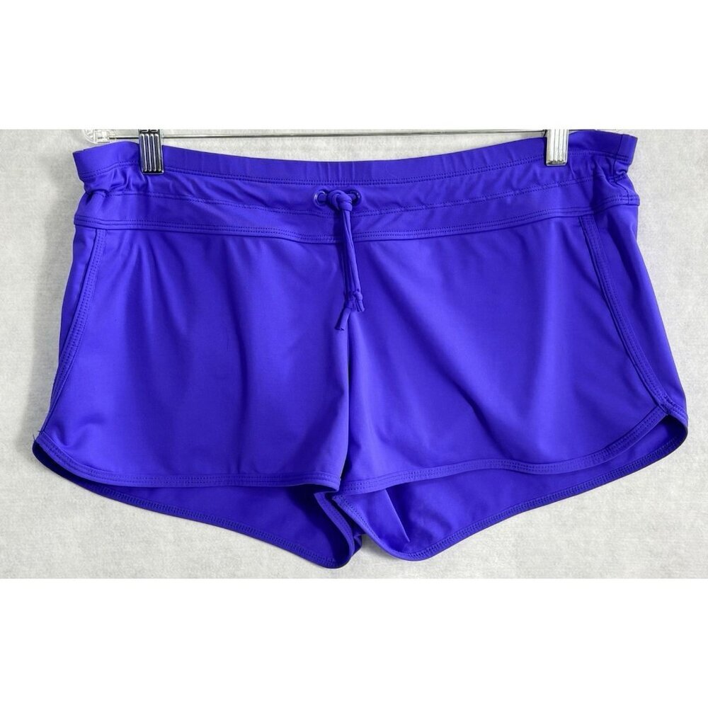 ATHLETA Women Kata Swim Mid Rise Shorts Sz L Powerful Blue Surf Ocean Pool 48-9